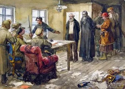 Большевисткий суд над местным помещиком и священником (Bolshevistky trial of the local landowner and priest)