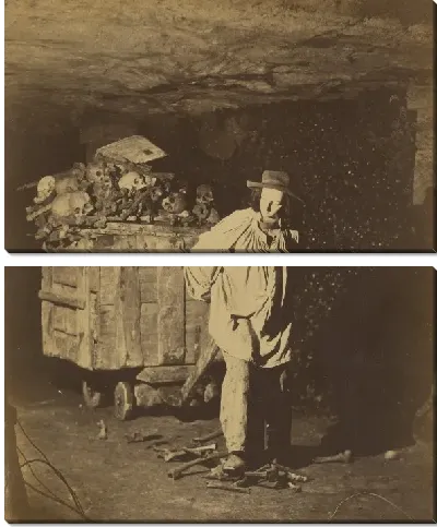 Картина Манекен тянет телегу с костями