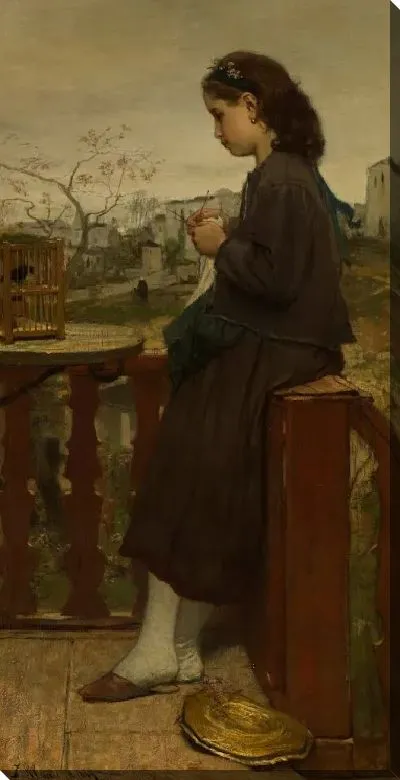 Картина Девушка на балконе вязание, Монмартр