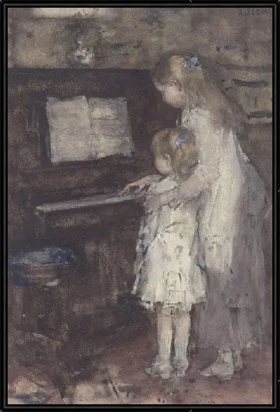 Картина Две девушки за фортепиано