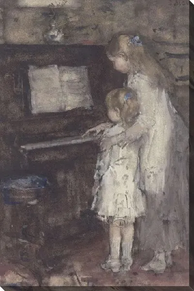 Картина Две девушки за фортепиано