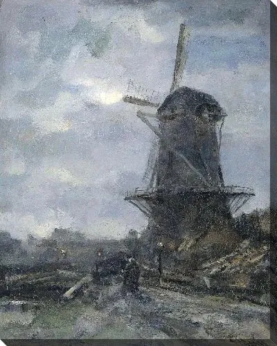 Картина Мельница при лунном свете