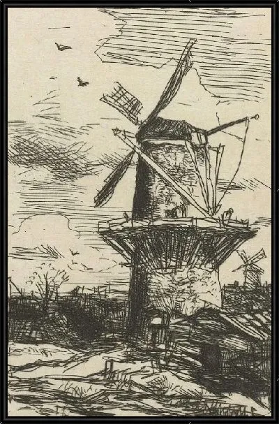 Картина мельница №13