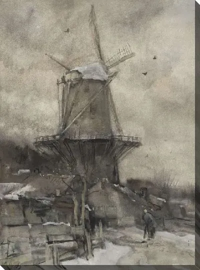 Картина Мельница зимой