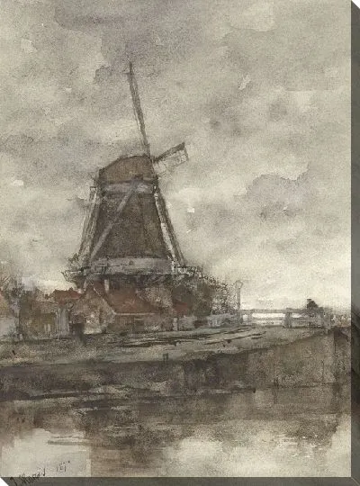 Картина Мельница и мост в Noord-West-Buitensingel в Гааге