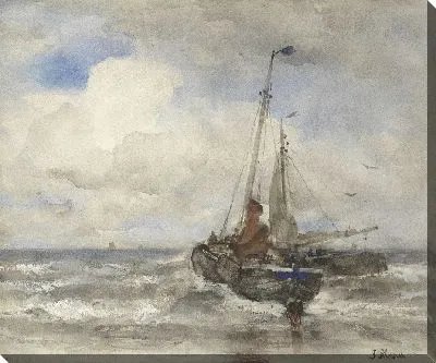 Картина Два рыболовных судна на пляже