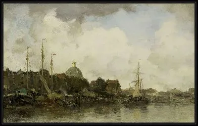 Городской пейзаж с купольной церковью