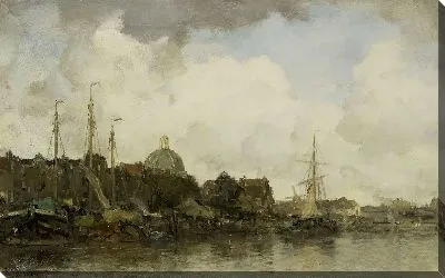 Городской пейзаж с купольной церковью