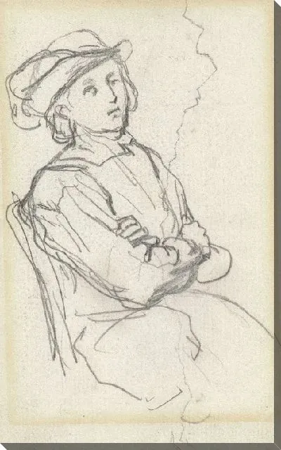 Картина Стоящая девушка с корзиной на руке