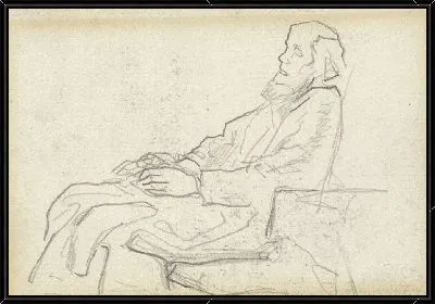 Сидящий старик, слева