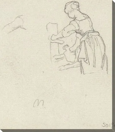 Картина Эскизы женщины у насоса