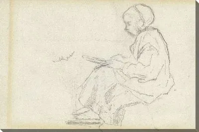 Картина Сидящая девушка пишет на грифельной доске