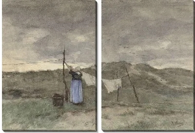 Картина Женщина на стиральной линии в дюнах