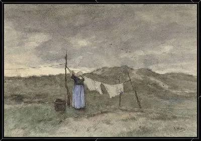 Картина Женщина на стиральной линии в дюнах