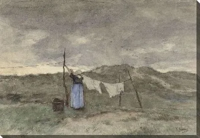 Картина Женщина на стиральной линии в дюнах