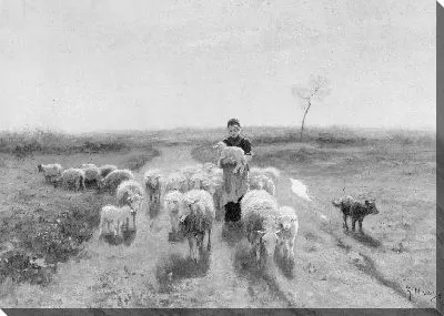 Картина Пастушка и ее стадо
