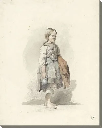 Картина Стоящая девушка с кувшином и плащом под мышкой