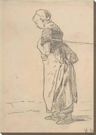 Картина Женщина тянет буксировочный трос. на обороте: эскиз пейзажа с фигурами