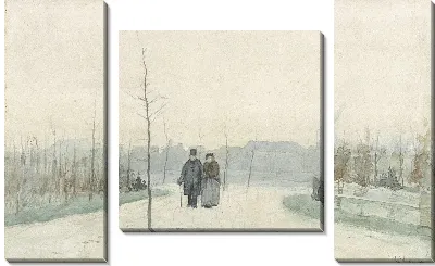 Картина Старая пара в недавно построенном парке