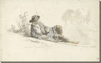 Картина Мужчина отдыхает на полу