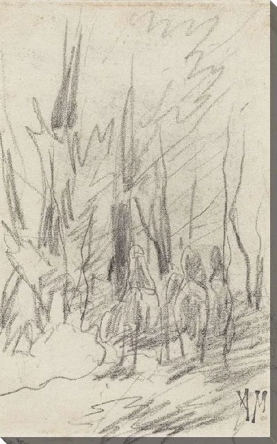 Картина Три всадника в лесу