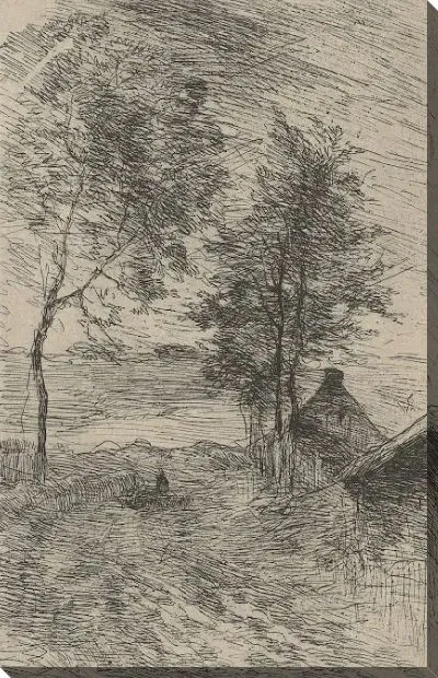 Картина Пейзаж с деревьями и домом