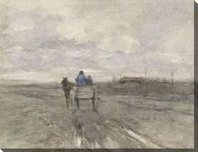 Картина Фермерская тележка на проселочной дороге