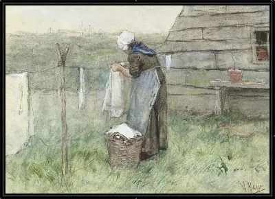 Женщина на линии стирки