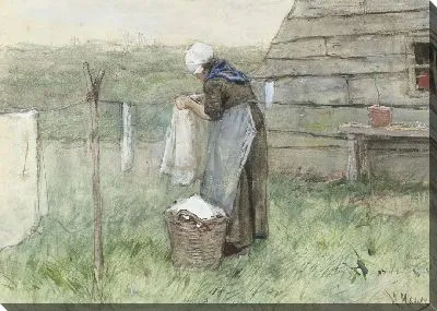 Женщина на линии стирки