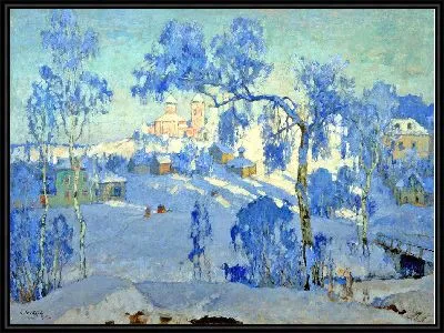 Зимний пейзаж с церковью