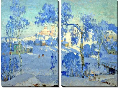 Зимний пейзаж с церковью