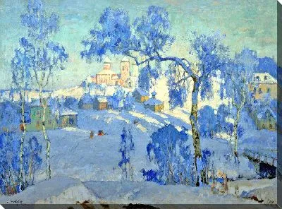 Зимний пейзаж с церковью