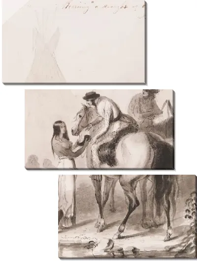 Картина Получение черновой воды от индийской девушки