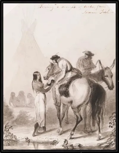 Картина Получение черновой воды от индийской девушки