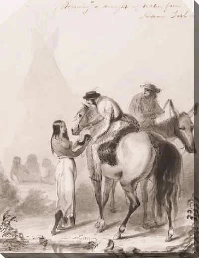 Картина Получение черновой воды от индийской девушки