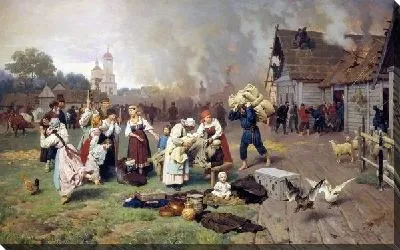 Картина Пожар в деревне (A fire in the village)