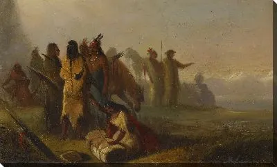 Картина Сцена ловцов и индейцев