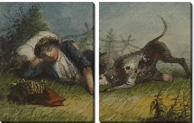 Картина Нищий мальчик и его собака