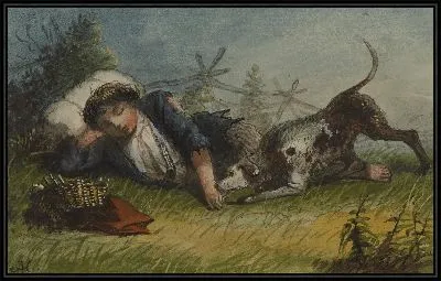 Картина Нищий мальчик и его собака