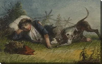 Картина Нищий мальчик и его собака