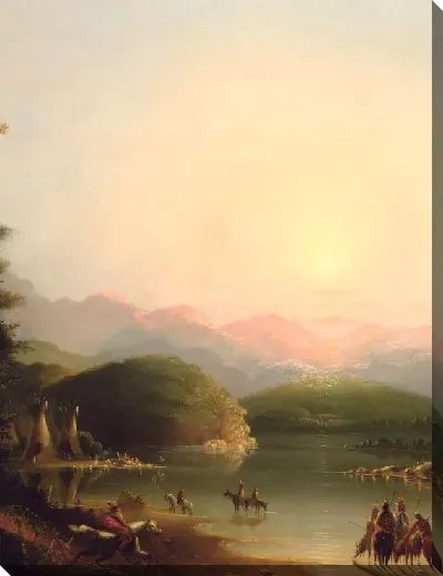 Картина Индейцы шошонов у горного озера (озеро Фремонт)