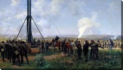 Артиллерийский бой под Плевной. Батарея осадных орудий на Великокняжеской горе (The artillery battle at Plevna. The battery of siege guns to the Grand Mountain)