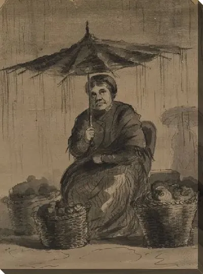 Картина Женщина под зонтиком на рынке