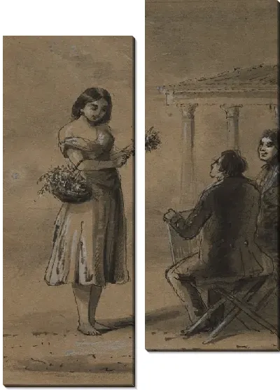 Картина Девушка продает цветы