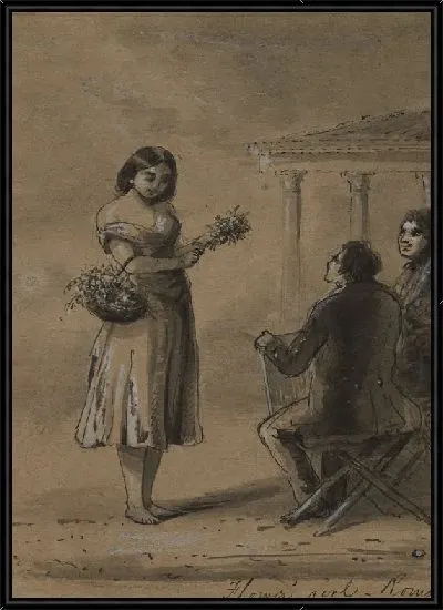 Картина Девушка продает цветы