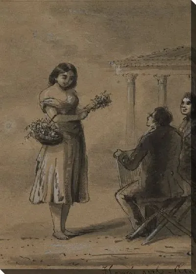 Картина Девушка продает цветы