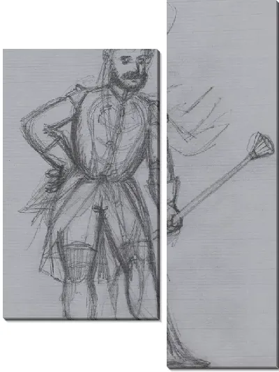 Картина Монста [Версия: Незаконченный рисунок мужской фигуры, вращающейся на одной ноге]