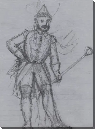 Картина Монста [Версия: Незаконченный рисунок мужской фигуры, вращающейся на одной ноге]