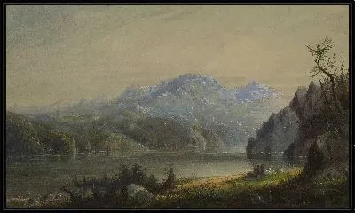 Картина Сцена озера и горы