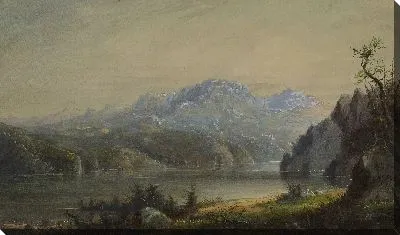 Картина Сцена озера и горы